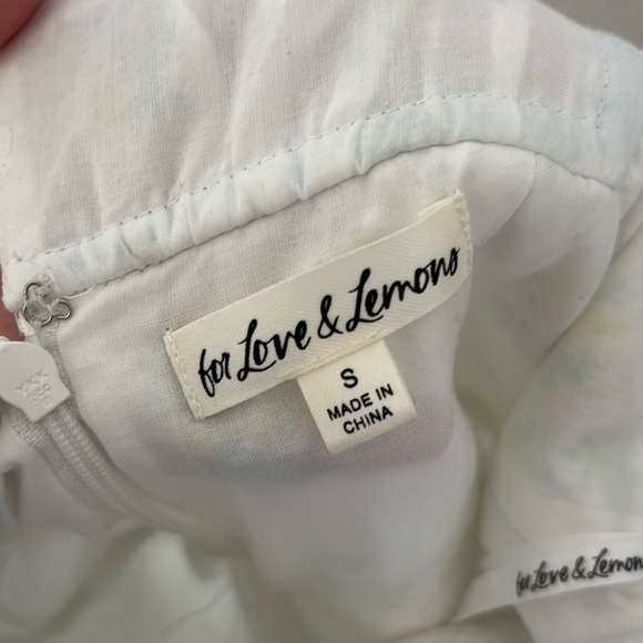 For Love & Lemons 🍋 Sage Mini Dress, Baby Blue Floral Lace Trim Dress size S - Picture 10 of 11